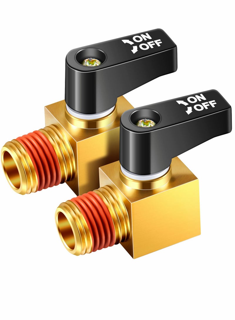 Zikra Air Compressor Valve, Brass Valve Mini Ball Drain 1/4" NPT Male x Female Thread Accessories for Compressors (2 Pcs) - Image 1