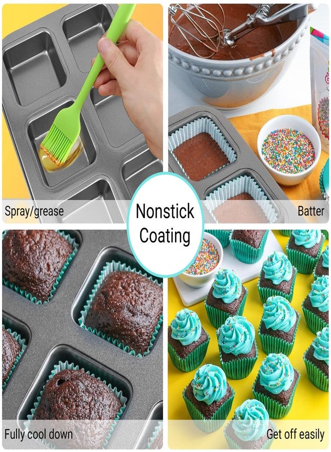Beasea Antihaft-Brownie-Pfanne، 2 Stück، 6 Mulden، أسود، مربع، Brownie-Muffinform، Kuchenform، Mini-Käsekuchen، Cupcake، Backgeschirr، Karbonstahl، 2x3 Cutter، Backgeschirr für Ofen، Backen - Image 3