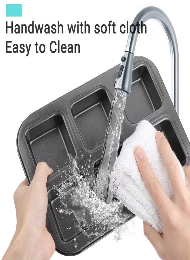 Beasea Antihaft-Brownie-Pfanne، 2 Stück، 6 Mulden، أسود، مربع، Brownie-Muffinform، Kuchenform، Mini-Käsekuchen، Cupcake، Backgeschirr، Karbonstahl، 2x3 Cutter، Backgeschirr für Ofen، Backen - Image 4