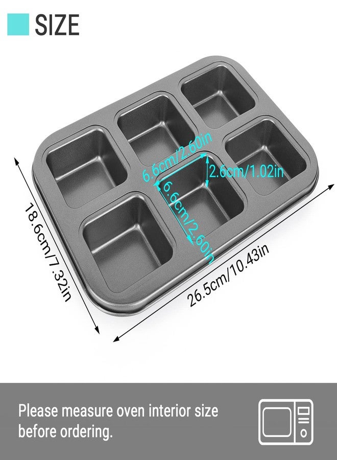 Beasea Antihaft-Brownie-Pfanne، 2 Stück، 6 Mulden، أسود، مربع، Brownie-Muffinform، Kuchenform، Mini-Käsekuchen، Cupcake، Backgeschirr، Karbonstahl، 2x3 Cutter، Backgeschirr für Ofen، Backen - Image 2