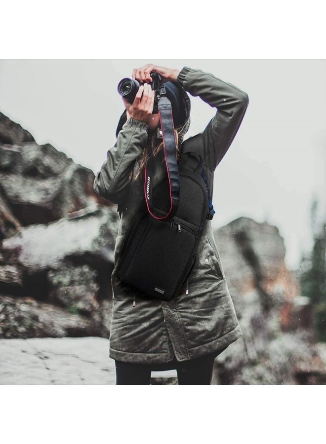 Caden Camera Bag Sling Backpack for DSLR/SLR Mirrorless Camera Waterproof, Camera Case Compatible for Sony Canon Nikon Camera and Lens Tripod Accessories Black - Image 4