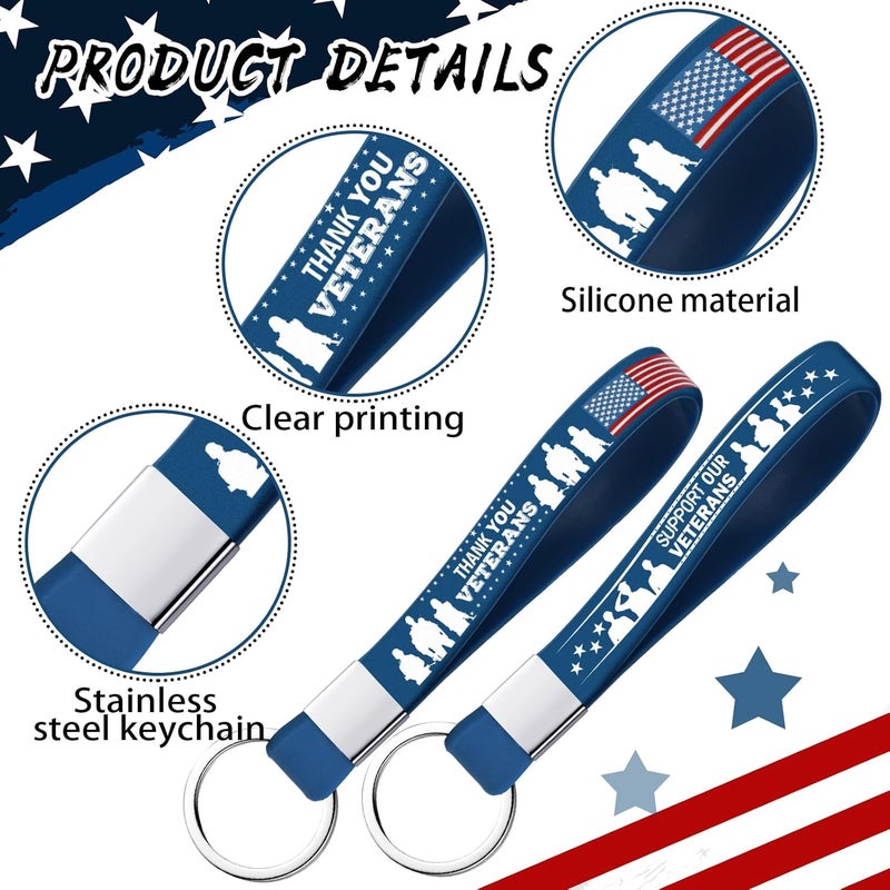 Equsion 100 Pcs Veterans Day Gift Silicone Keychain Gifts Set Military Day Party Favors Bulk Patriotic Party Decoration Supplies - Image 3