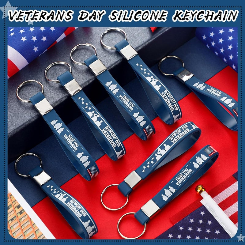 Equsion 100 Pcs Veterans Day Gift Silicone Keychain Gifts Set Military Day Party Favors Bulk Patriotic Party Decoration Supplies - Image 4