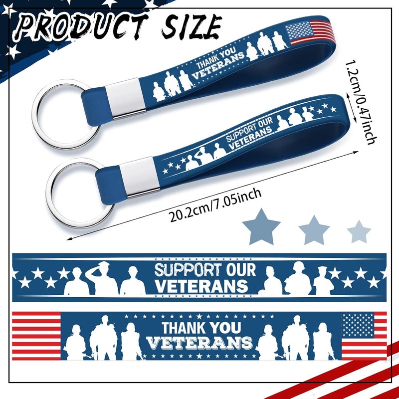 Equsion 100 Pcs Veterans Day Gift Silicone Keychain Gifts Set Military Day Party Favors Bulk Patriotic Party Decoration Supplies - Image 2
