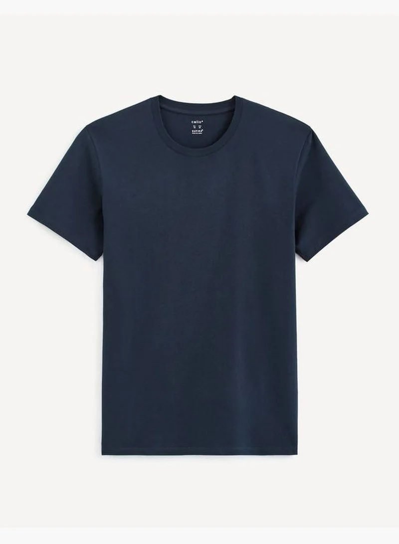 سيليو Celio Casual Crew Neck T-shirts & Vests - Blue