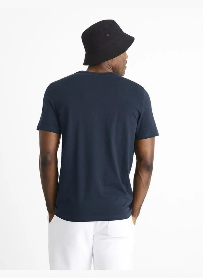 سيليو Celio Casual Crew Neck T-shirts & Vests - Blue
