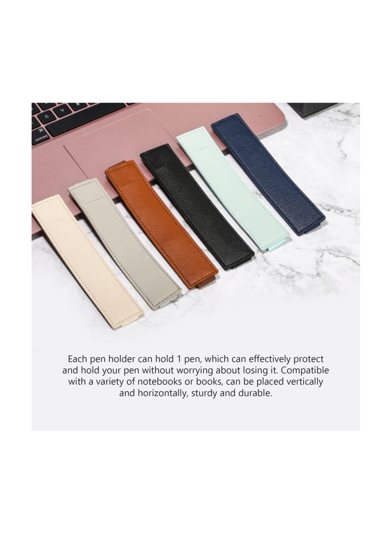 SOLARAE 6 Pcs Elastic Band Pen Holder for Notebook Pencil Holder PU Leather Pen Sleeve Pouch for Hardcover Journals Pen Holder Hold 1 Pen Detachable for Planner Notebook - Image 3