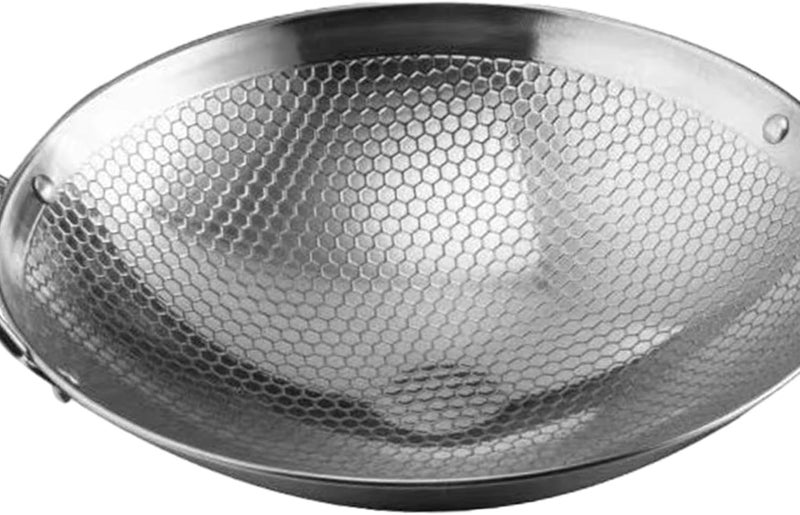 Stainless Steel Wok Double Ear Nonstick Deep Skillet Pot Thickened Fry Pan Wire Drawing Design Cookware Suitable for Family Use Daily Cooking, 9inch - Image 2