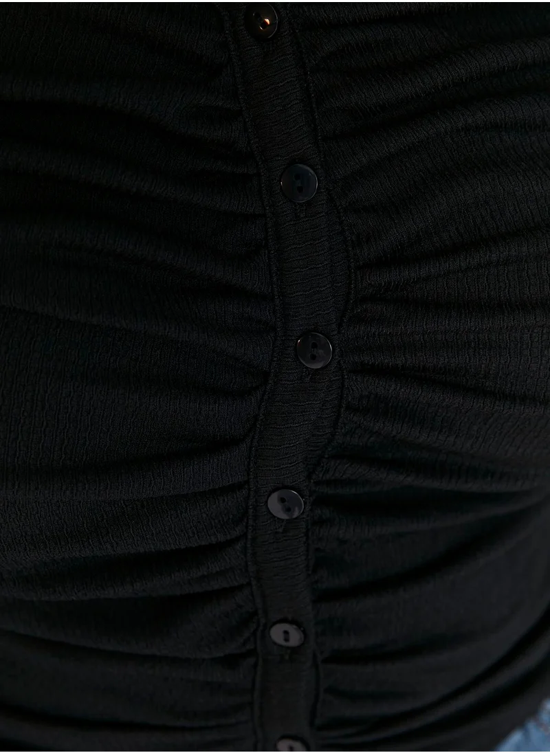 Trendyol Curve Button Detail Ruched Top