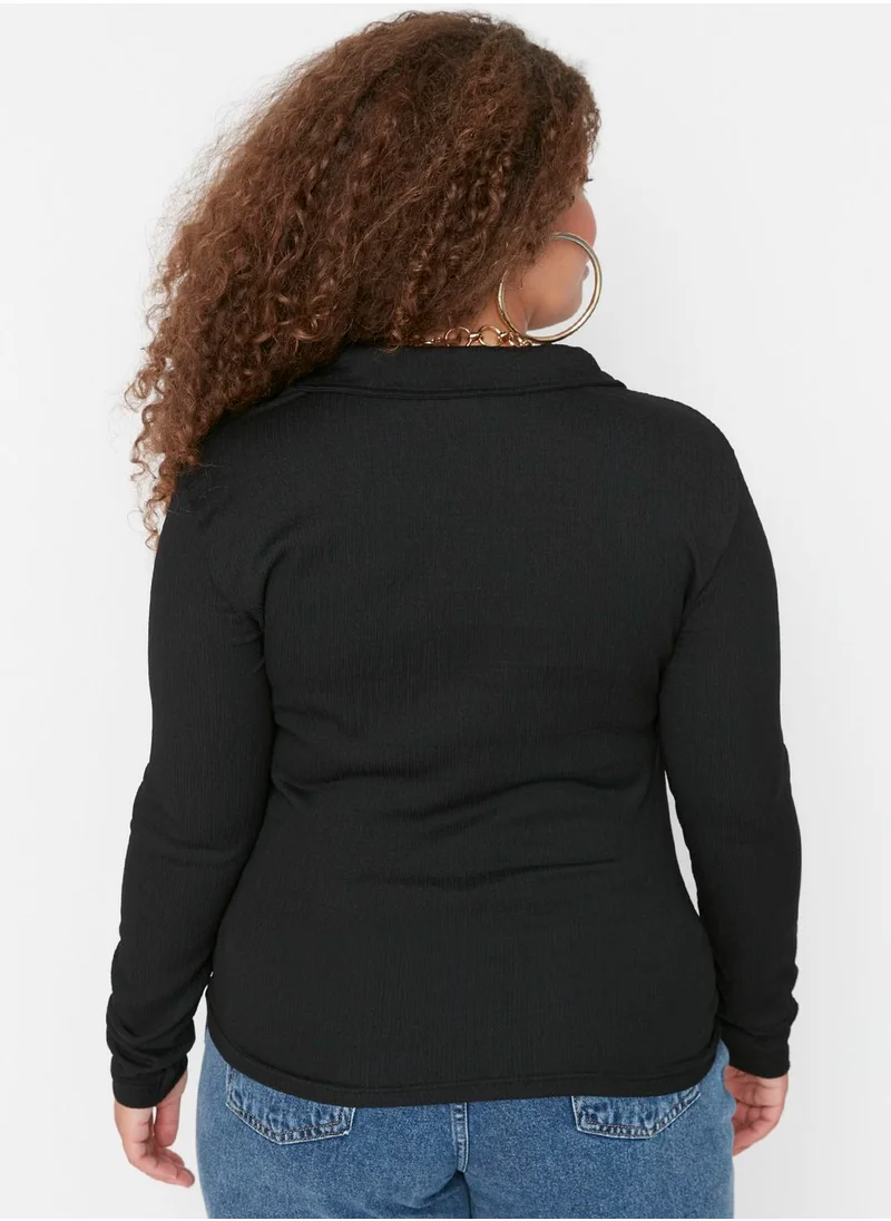 Trendyol Curve Button Detail Ruched Top