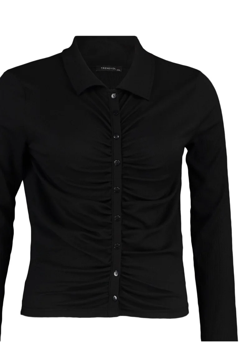 Trendyol Curve Button Detail Ruched Top