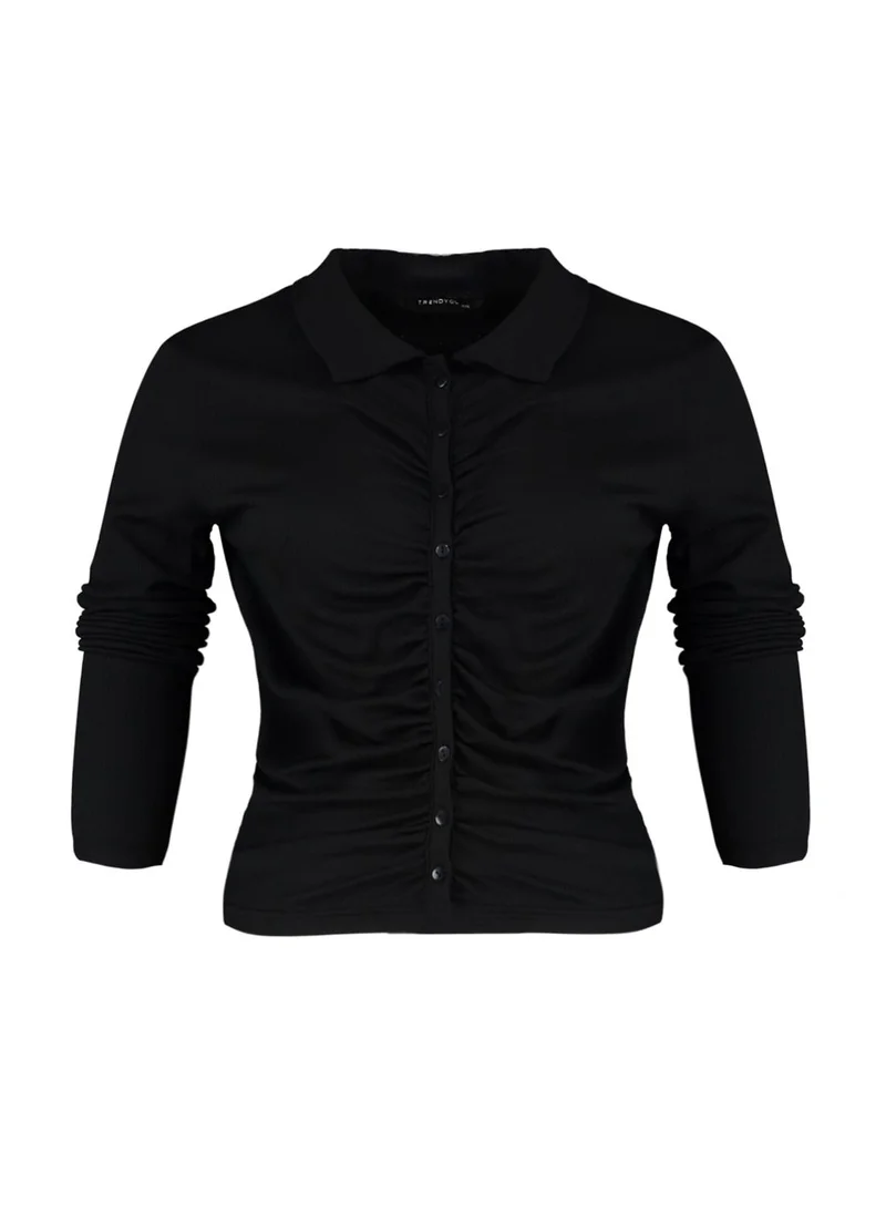 Trendyol Curve Button Detail Ruched Top