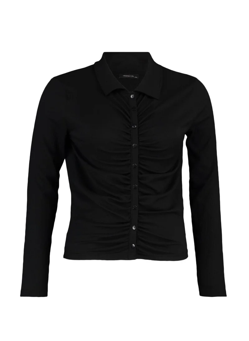 Trendyol Curve Button Detail Ruched Top