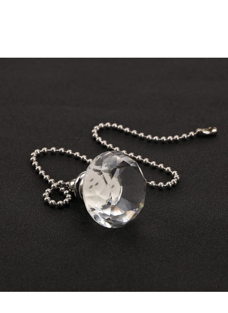 KASTWAVE - 2pcs Ceiling Fan Pull Chains, Light Pull Chain Pull Cord Handle Chain Extension Beaded 30cm Crystal Diamond Pull Chain, for Bathroom Toilet Light, Ceiling Light Fan - Image 1