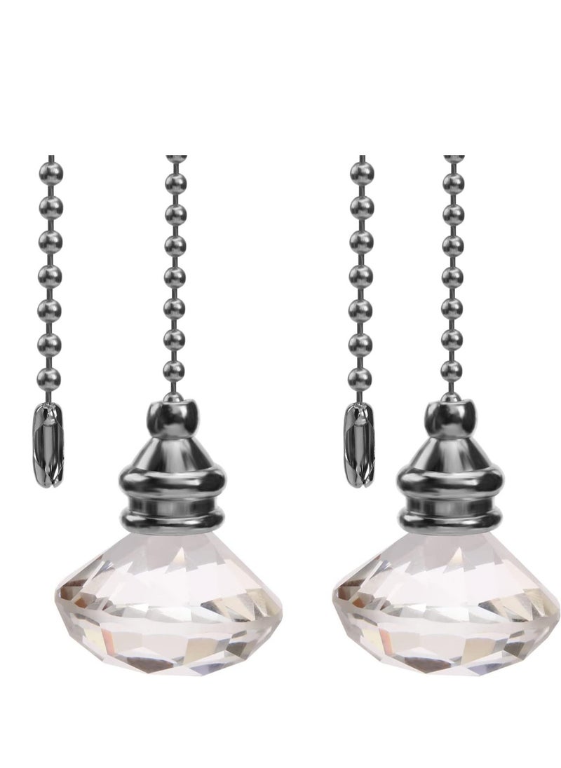 KASTWAVE - 2pcs Ceiling Fan Pull Chains, Light Pull Chain Pull Cord Handle Chain Extension Beaded 30cm Crystal Diamond Pull Chain, for Bathroom Toilet Light, Ceiling Light Fan - Image 1