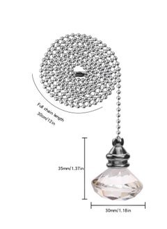 KASTWAVE 2pcs Ceiling Fan Pull Chains, Light Pull Chain Pull Cord Handle Chain Extension Beaded 30cm Crystal Diamond Pull Chain, for Bathroom Toilet Light, Ceiling Light Fan  - Image 5