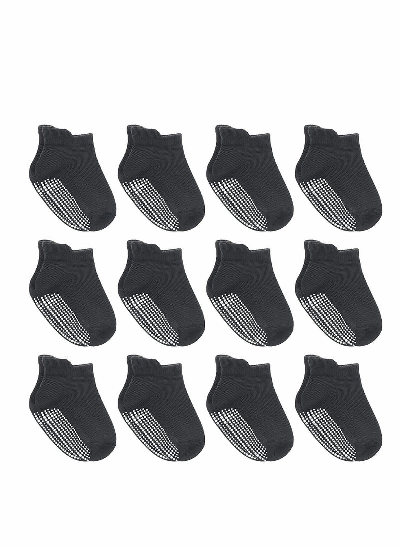 Y&D ELECDON Non Slip Toddler Socks, Anti Skid Athletic Socks with Grip, for Toddlers Boys or Girls, Anti-Slip Ankle Infants and Kids(12 Pairs) - Image 1