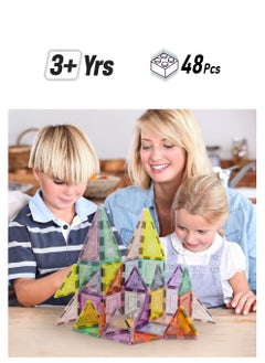 PicassoTiles PicassoTiles Dazzling Glitter Magnetic Building Blocks Set (48 Pieces)  - Image 1