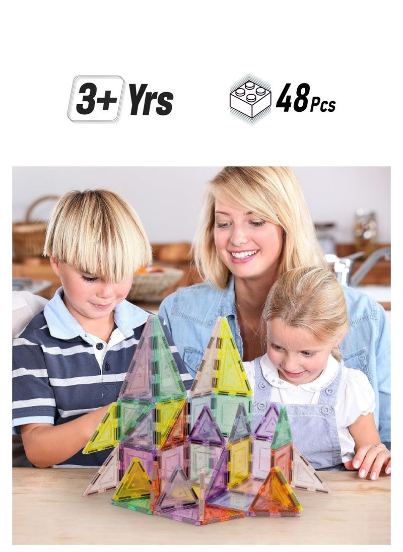 PicassoTiles PicassoTiles Dazzling Glitter Magnetic Building Blocks Set (48 Pieces)  - Image 1