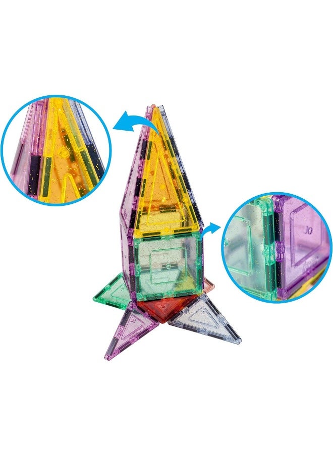 PicassoTiles PicassoTiles Dazzling Glitter Magnetic Building Blocks Set (48 Pieces)  - Image 2