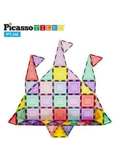 PicassoTiles PicassoTiles Dazzling Glitter Magnetic Building Blocks Set (48 Pieces)  - Image 4