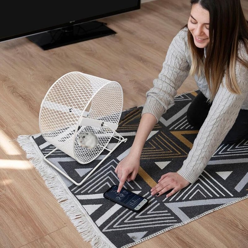 White Silent Hamster Running Wheel Small Animal Exercise Wheel with Stable Stand - Image 4