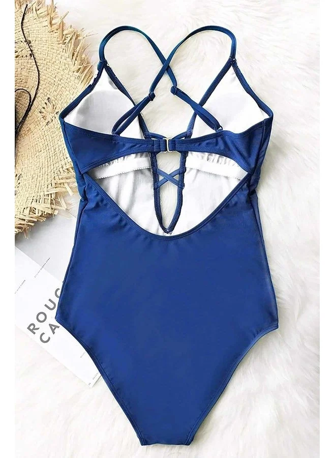 انجلسين Blue Lace Embroidered Swimsuit