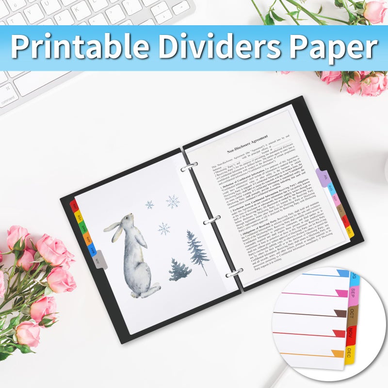 Coidea Monthly Binder Dividers for 3 Ring Binder, COIDEA Jan-Dec Dividers for 3 Ring Binder, 12 Tabs Multicolor Month Binder Dividers with Customizable Table of Contents Page for School Office Organizing - Image 5