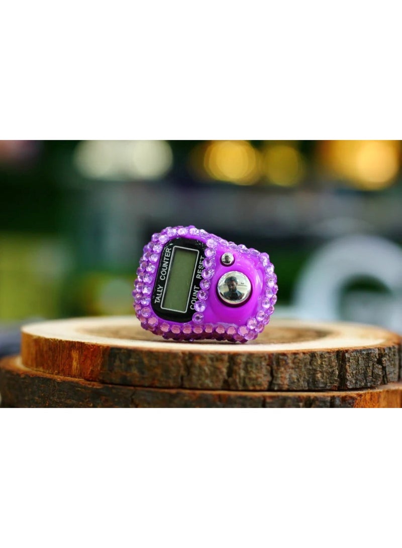 Huitich Digital Elegance 99 Glass Bead Tasbeeh Gift Set with Digital Counter Purple - Image 3