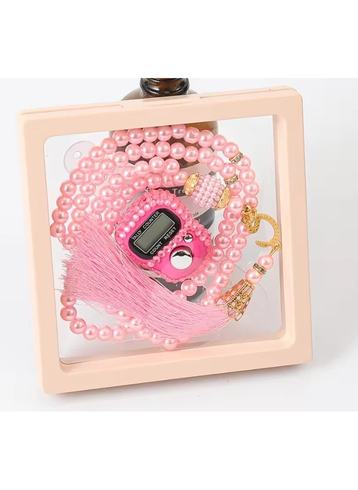 Huitich - Digital Elegance 99 Glass Bead Tasbeeh Gift Set with Digital Counter Assorted - Image 1