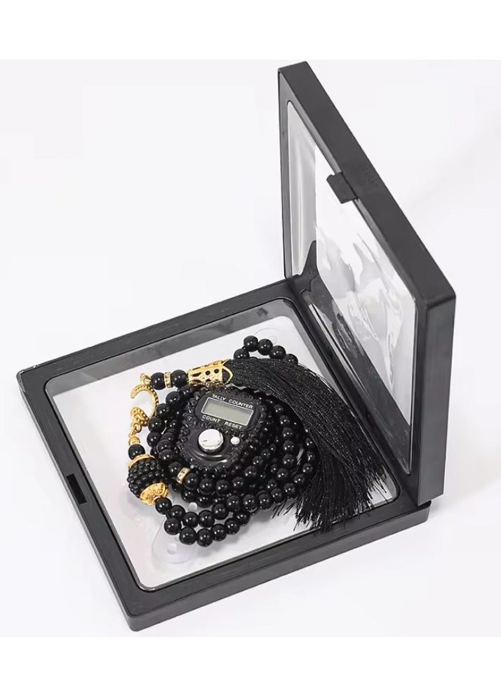 Huitich - Digital Elegance 99 Glass Bead Tasbeeh Gift Set with Digital Counter Assorted - Image 1