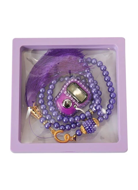Digital Elegance 99 Glass Bead Tasbeeh Gift Set with Digital Counter Assorted