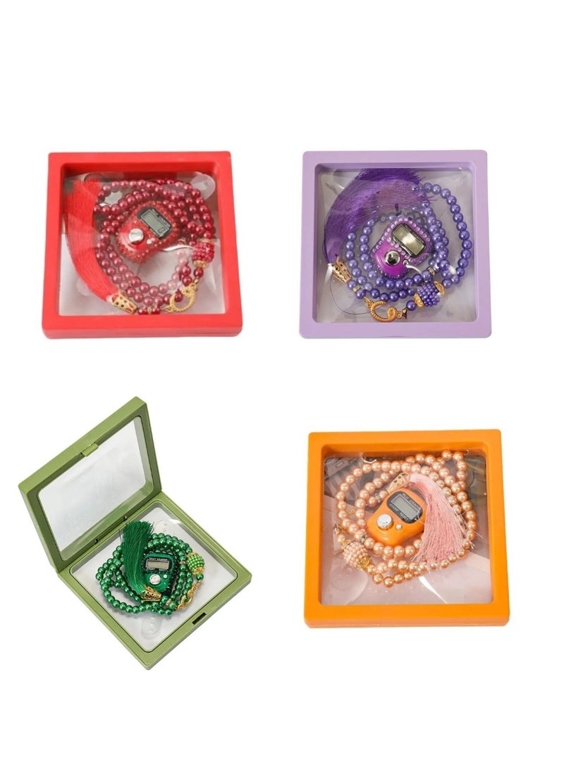 Huitich Digital Elegance 99 Glass Bead Tasbeeh Gift Set with Digital Counter Assorted  - Image 3