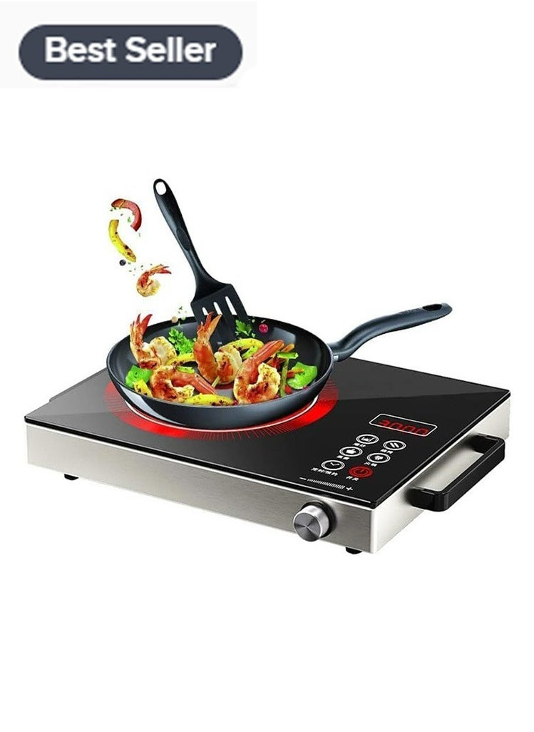 Meikk 2200W Single Infrared Cooker Ceramic Hot Plate for Cooking, with Adjustable Temperature & Stay Cool Handles, Suitable for Office/Home/Camp Use, Compatible for All Cookwares  - Image 1