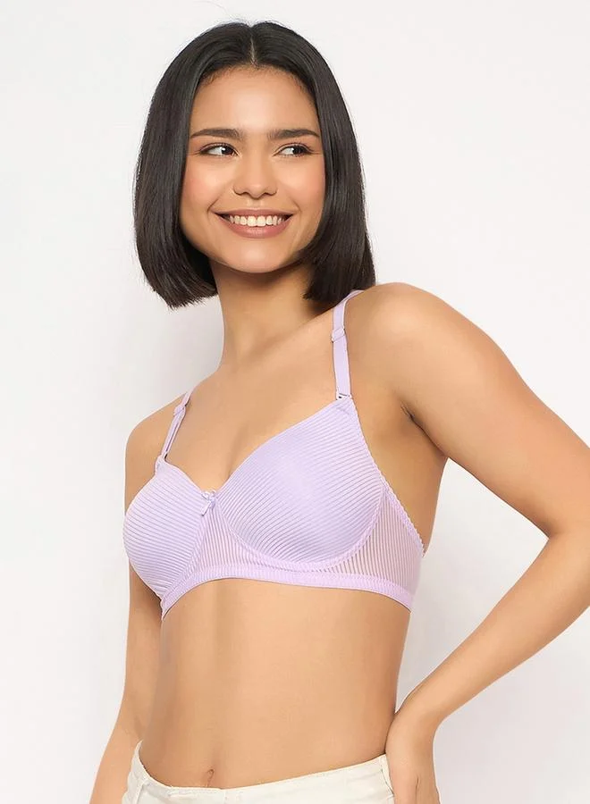 كلوفيا Purple Padded Non-Wired Full Coverage Self-Striped Multiway Bra