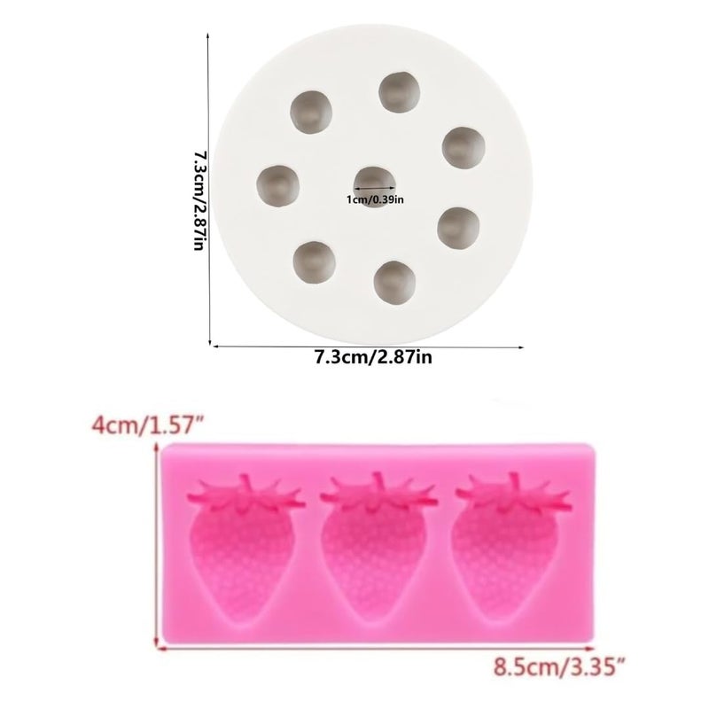 Skytail 2 Pack Blueberry & Strawberry Silicone Fondant Molds Gumpaste Chocolate Candy Cake Decoration Cupcake Topper Jello Gummy Ice Cube Sugarcraft Clay Epoxy Resin Craft Candle Food Dessert Waxmelts - Image 2