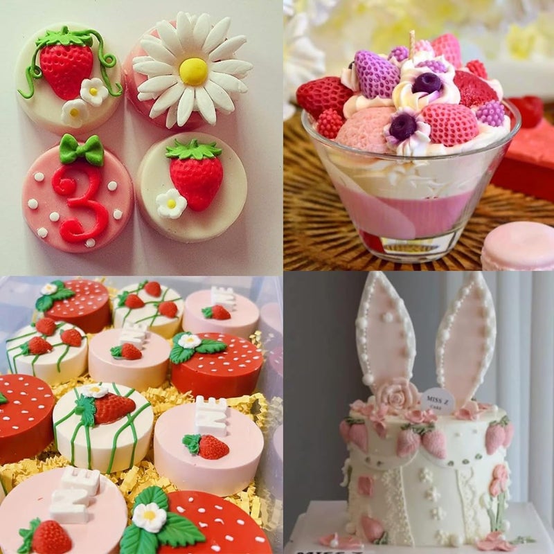 Skytail 2 Pack Blueberry & Strawberry Silicone Fondant Molds Gumpaste Chocolate Candy Cake Decoration Cupcake Topper Jello Gummy Ice Cube Sugarcraft Clay Epoxy Resin Craft Candle Food Dessert Waxmelts - Image 5