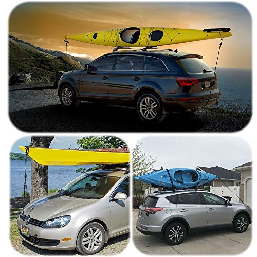LE KAPMOZ Kayak tie Down Straps Bow and Stern tie Downs Loops Strap Ratchet Rope Canoe Pulley Hanger Anchor Point Tying Kits - Image 4