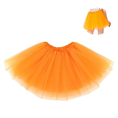 ASAHEL Tutus for Girls Women 5 Layered Tutu Skirt Halloween Costumes Classic Elastic (Orange, Size) - Image 1
