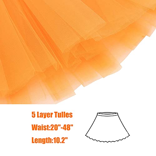 ASAHEL Tutus for Girls Women 5 Layered Tutu Skirt Halloween Costumes Classic Elastic (Orange, Size) - Image 2