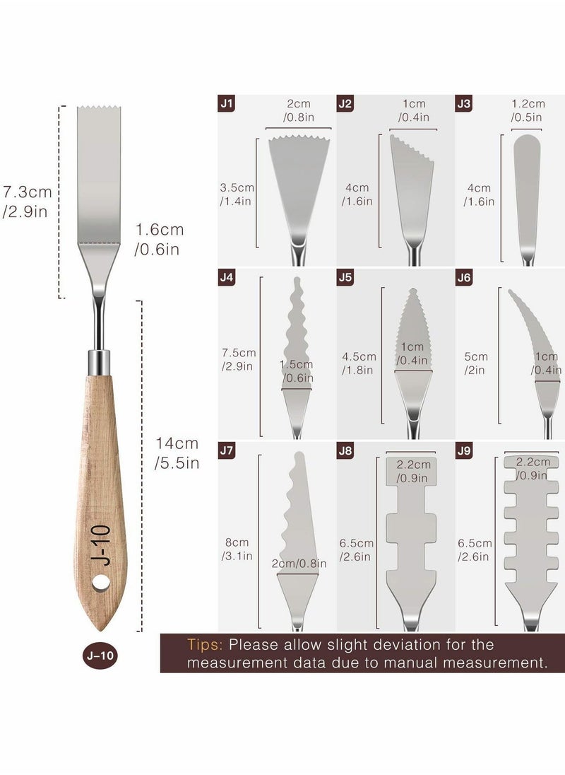 Painting Knife Set, 10 Pcs Stainless Steel Palette Knife Set, Thin and Flexible Art Tools with Wooden Handle for Oil Painting, Canvas Acrylic Painting, Color Mixing & Texture - Image 4