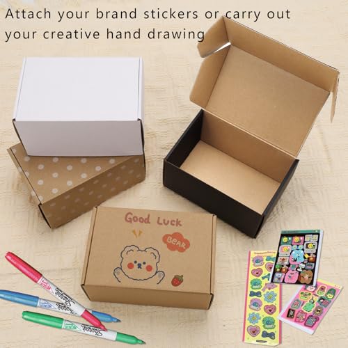BIOBROWN 6x4x3" 50 Pack Corrugated Cardboard Boxes Small Shipping Box for Packaging Small Business Mailer Mailing Kraft - Image 4