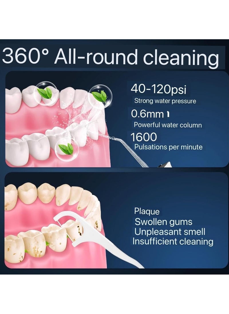 Water Flosser, Portable Rechargeable Water Flosser for Teeth, Ultrasonic Microbubble Cordless Oral Irrigator, IPX 7 Waterpfoof, 5 Nozzle Tips With 4 Different Water Modes, 300ML Water Flosser.