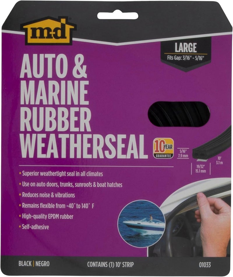 M-D Building Products Weather-strip Tape, 10 Ft Length, 19/32 In Width, 5/16 In Thickness, EPDM Rubber, Black - Image 4
