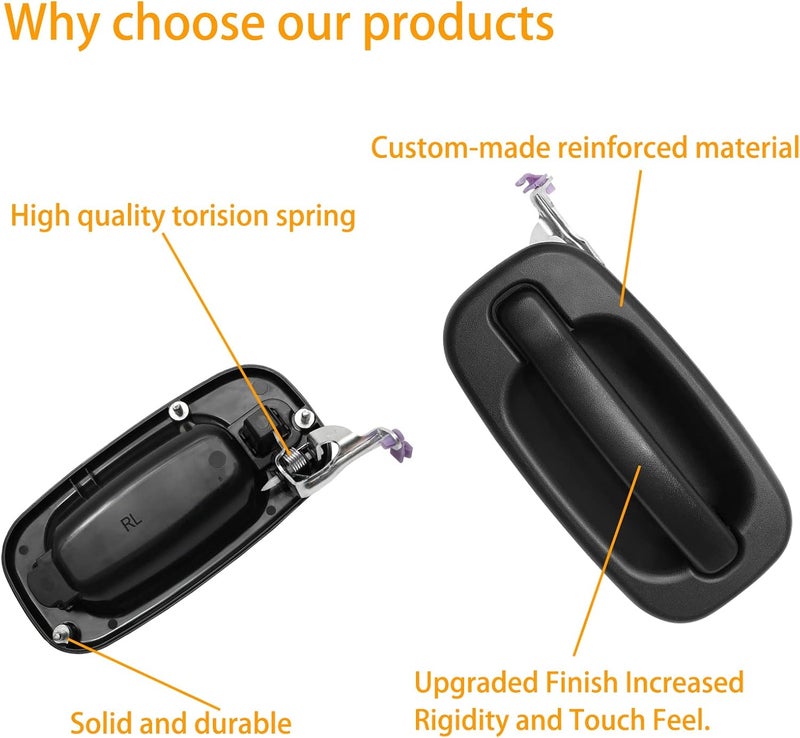 Gledewen Exterior Door Handle, Compatible with 1999-2007 Chevy Silverado Suburban Tahoe Avalanche, GMC Sierra Yukon, Cadillac Escalade, Outside Rear Right Passenger Side, Replaces 15721572, GM1521105, 80578 Trendy widespread design - Image 4