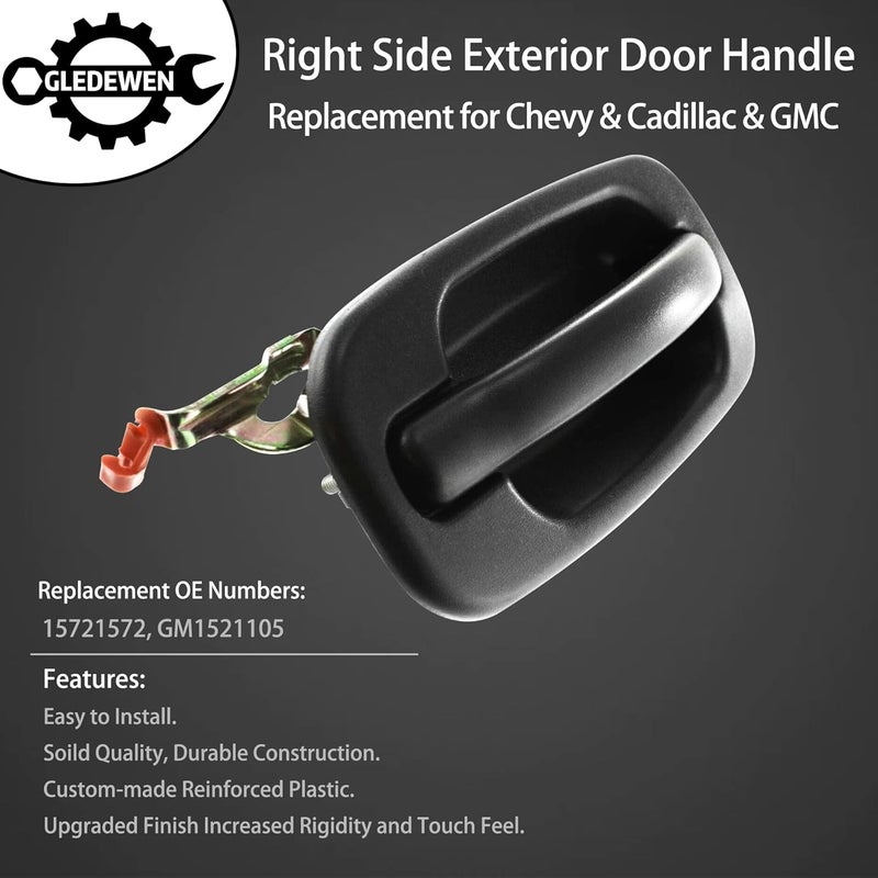 Gledewen Exterior Door Handle, Compatible with 1999-2007 Chevy Silverado Suburban Tahoe Avalanche, GMC Sierra Yukon, Cadillac Escalade, Outside Rear Right Passenger Side, Replaces 15721572, GM1521105, 80578 Trendy widespread design - Image 3