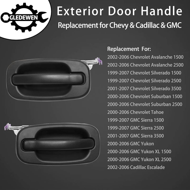 Gledewen Exterior Door Handle, Compatible with 1999-2007 Chevy Silverado Suburban Tahoe Avalanche, GMC Sierra Yukon, Cadillac Escalade, Outside Rear Right Passenger Side, Replaces 15721572, GM1521105, 80578 Trendy widespread design - Image 2