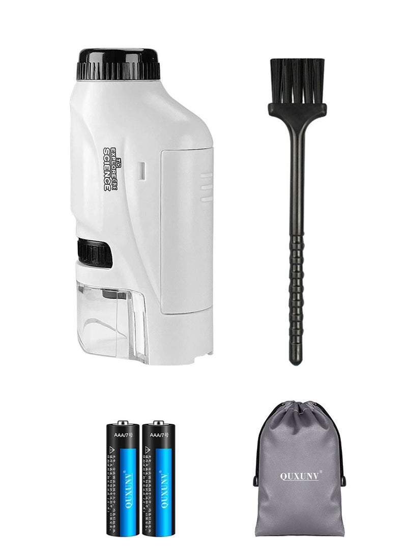 QUXUNV - Pocket Microscope, Kids Microscope with LED Light, Pocket Microscope for Kids 60x-120x, Handheld Microscope Portable Microscope for Students and Children - Image 1