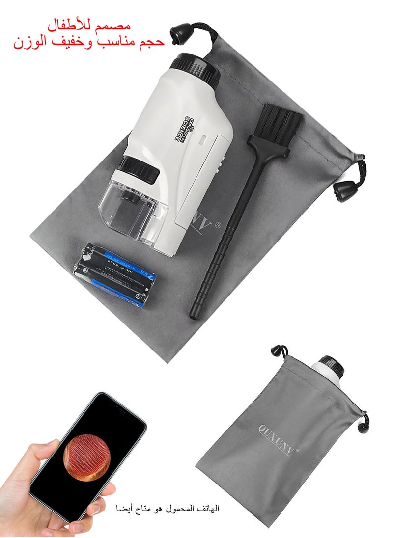 QUXUNV - Pocket Microscope, Kids Microscope with LED Light, Pocket Microscope for Kids 60x-120x, Handheld Microscope Portable Microscope for Students and Children - Image 1