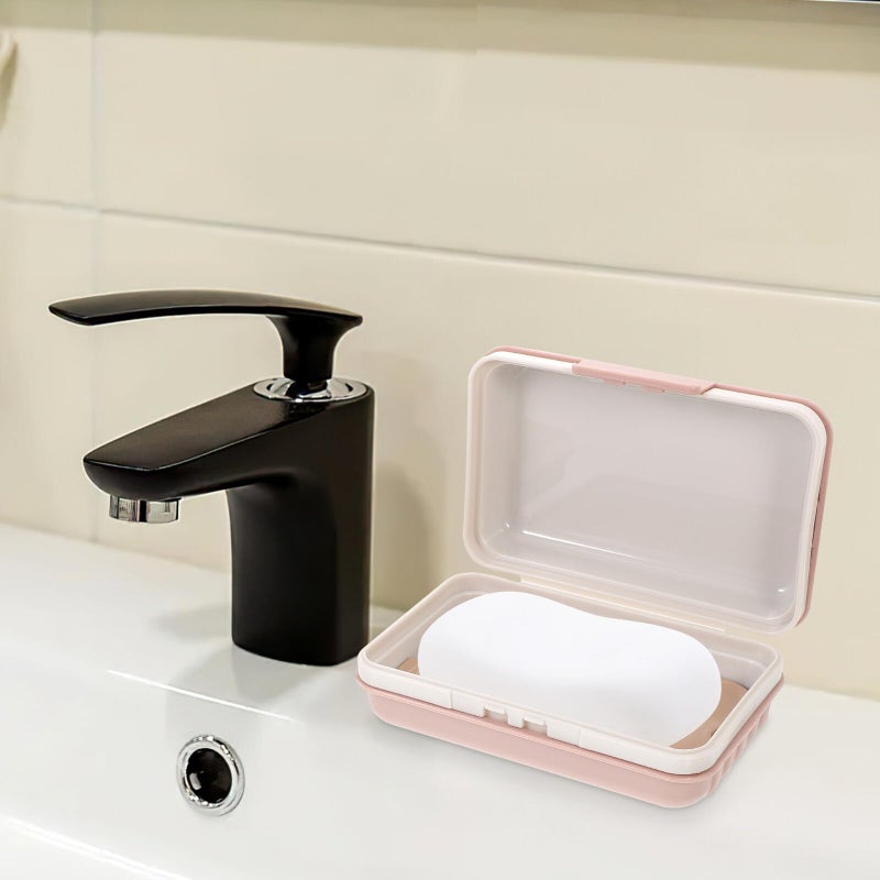 2pcs Leakproof Portable Soap Dish with Sealed Lid for Travel Camping Gym Bathroom Light Blue and Pink - Image 5
